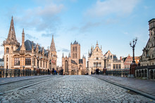 Street And Hystorical Buildings In Ghent