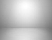 White Studio Background. Empty Gray Room, Blank Product Display Backdrop With Shadow Vector Indoor 3d Template