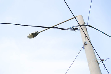 power lines. electricity distribution station. high voltage transmission tower.