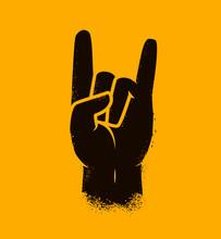 Cool Hand Gesture Symbol. Heavy Metal, Rock Vector Illustration