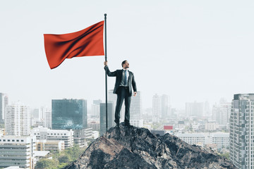 Sticker - Winner businessman with red flag