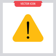 Attention icon, danger symbol vector. Triangle sign with exclamation mark.