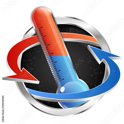 Fotografía Thermometer heating and cooling arrows symbol for air conditioner