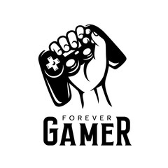 Poster - Video games related t-shirt design. Forever gamer text. Vector vintage illustration.