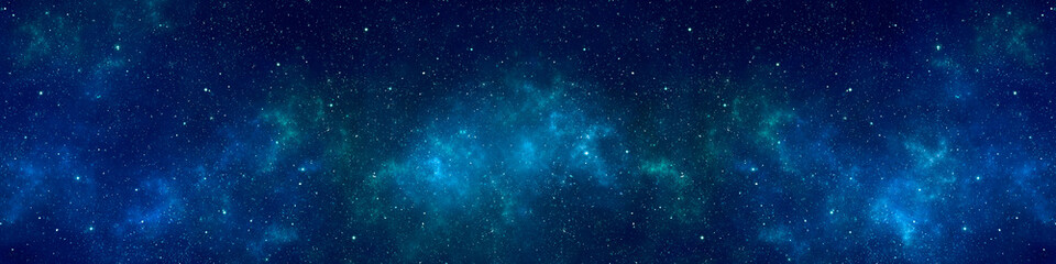 nebula and stars in night sky web banner. space background.