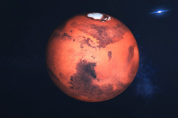 mars planet of solar system in the space with far galaxy on the background. science fiction. element