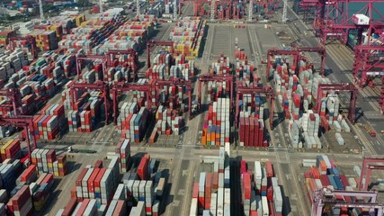 Poster -  Aerial view of Hong Kong container port