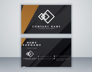 Modern black abstract geometric business card template. Elegant element composition design with clean concept.