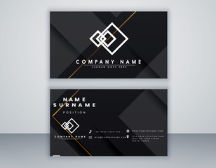 Wall Mural - Modern black abstract geometric business card template. Elegant element composition design with clean concept.