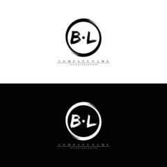 Initial letter BL circle brush logo template vector.