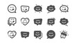 Yummy smile icons. Emoticon speech bubble, social media message, smile with tongue. Tasty food eating emoji face icons. Delicious yummy, happy emoticon. Classic set. Quality set. Vector