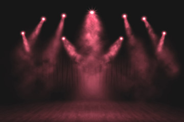 Wall Mural - Red Light show on the stage. lighting devises.