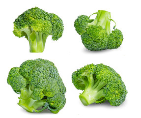 Wall Mural - Fresh broccoli in closeup isolated on white background