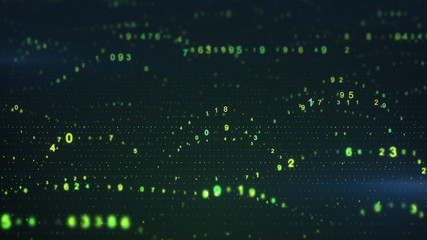 Floating digital code of big data 3D render illustration