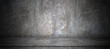 Perspective cement floor or concrete shelf table, used as a studio background wall to display your products.loft style