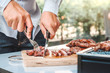© joyfotoliakid - Afternoon Party Group friends enjoying drinking beer with barbecue and roast pork happy while enjoying home party
