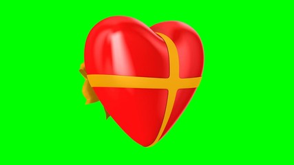 Wall Mural - heart with bow on green background. isolated 3d render