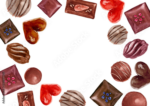 バレンタイン チョコレート フレーム 水彩 イラスト Buy This Stock Illustration And Explore Similar Illustrations At Adobe Stock Adobe Stock