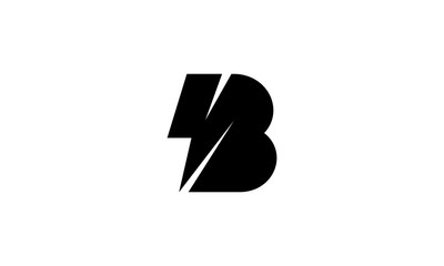 Wall Mural - initial letter B with lightning bolt electric logo design template