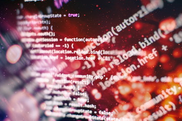 server logs analysis. closeup developing programming and coding technologies. developer working on w