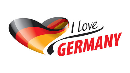 The national flag of the Germany and the inscription I love Germany. Vector illustration