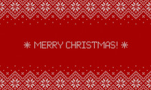 Merry Christmas Greeting Card. Knitted Sweater Background. Vector Banner.