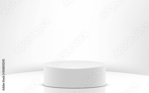 Fotomural white cylinder in the white studio room