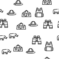 Poster - Safari Travel Seamless Pattern Vector Thin Line. Illustrations