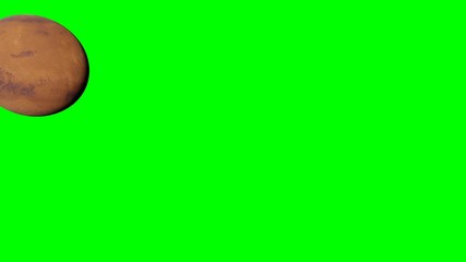 Wall Mural - planet mars, space flight towards the red world in the solar system, isolated on green screen backgr