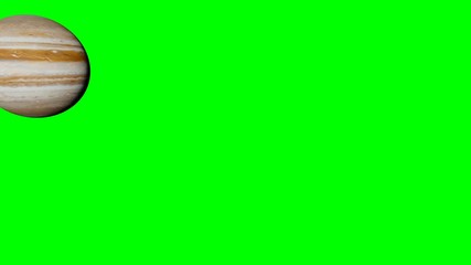 Wall Mural - planet jupiter, space flight towards the gas giant world, isolated on green screen background, 4k