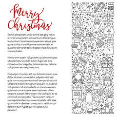 Wall Mural - Merry Christmas greeting card, Xmas and New Year line icons