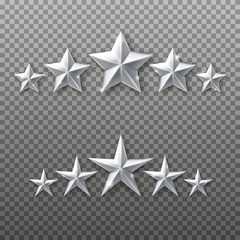 Wall Mural - 5 Silver stars rating set isolated on transparent background