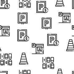 Sticker - Parking Car Seamless Pattern Vector Thin Line. Illustrations