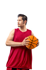 Poster - Asian man basketball player holding the ball