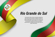 Waving ribbon or banner with flag rio grande do sul
