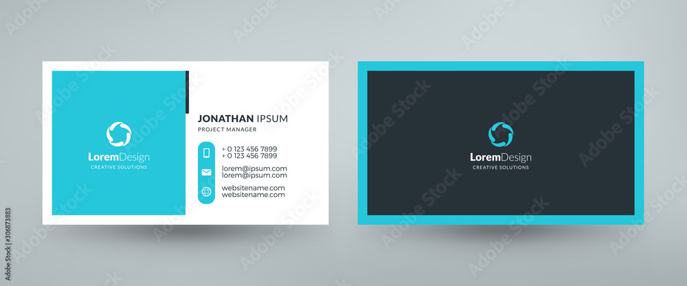 Creative and clean corporate business card template. Vector illustration. Stationery design - obrazy, fototapety, plakaty 