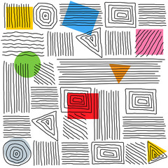 Poster - minimal abstract print of different curved geometric shapes. collection triangles, squares, circles 