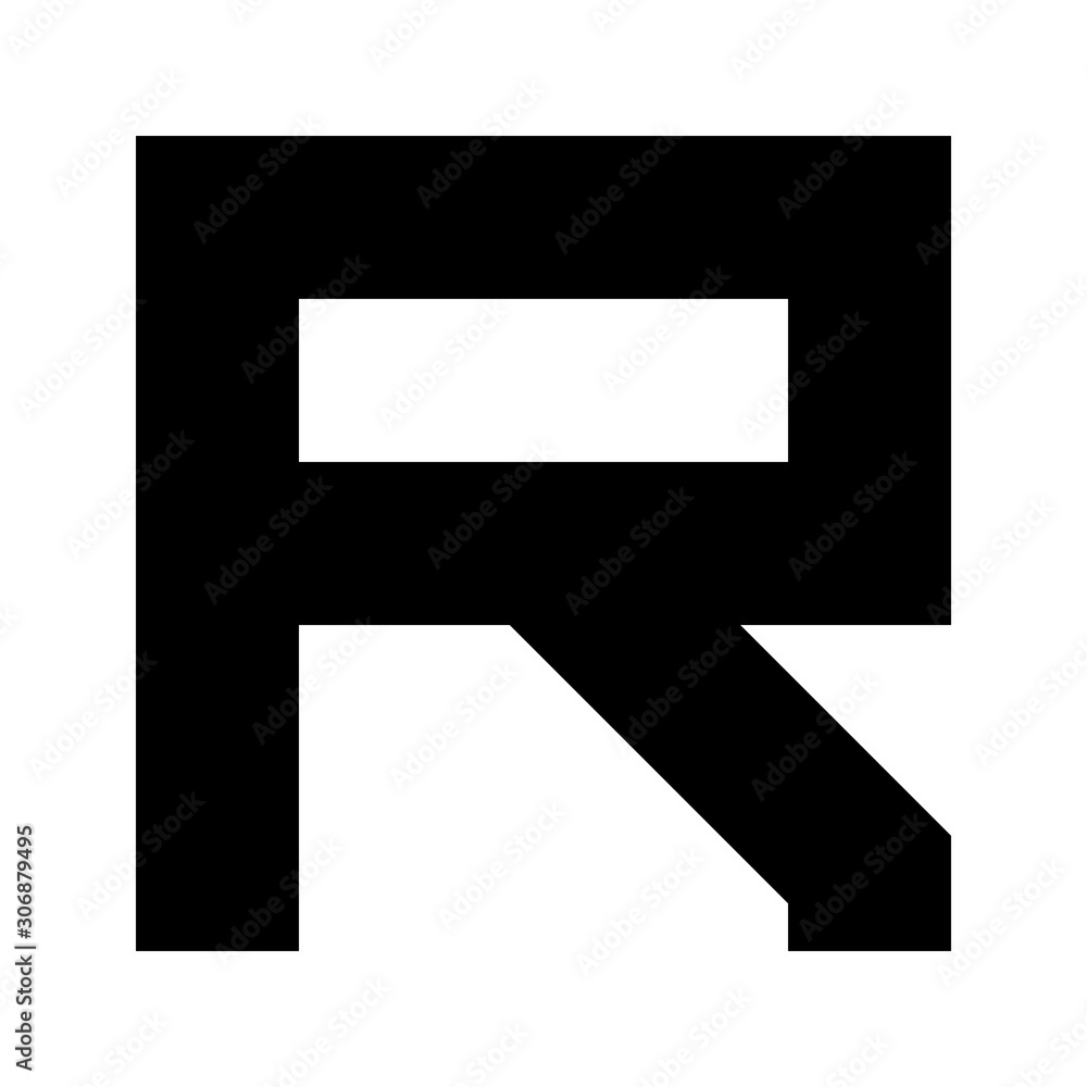 Letters and numbers - simple square font - black letter R - vector ...