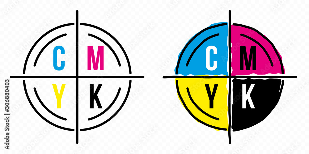 Two CMYK icons in print markers style - obrazy, fototapety, plakaty 