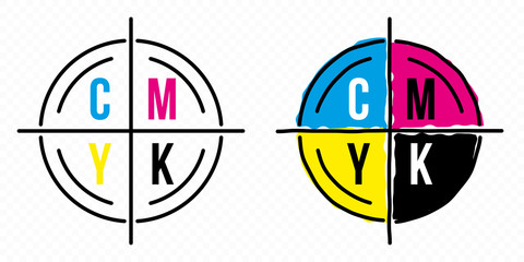 Wall Mural - two cmyk icons in print markers style