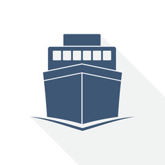 Poster - ship vector icon, boat, travel, marine concept flat design illustration
