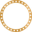gold round stars frame on transparent background