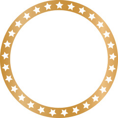gold round stars frame on transparent background