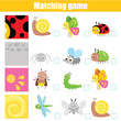 © ksuklein - Matching game. Educational children activity. Match pattern and with insects