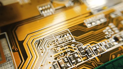 Orange, green technology background circuit board