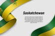 Waving ribbon or banner with flag Province of Canada saskatchewan