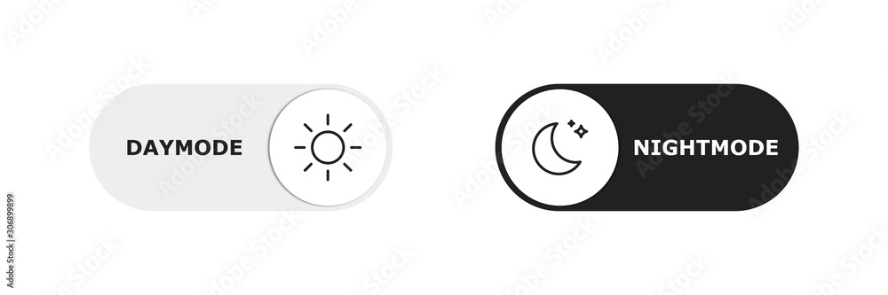 Vector day night switch. Mobile app interface design concept. Dark mode switch icon. Day and night mode gadget application. Light and dark icon. - obrazy, fototapety, plakaty 