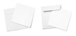 © Yeti Studio - Set of square envelopes with blank papers, isolated on white background