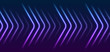 Blue and purple abstract neon arrows tech graphic design. Futuristic laser background. Vector illustration