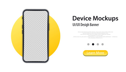 Poster - Cellphone frame with blank display. Realistic smartphone mockup banner. Vector mobile phone device concept. Template for infographics for presentation UI design interface